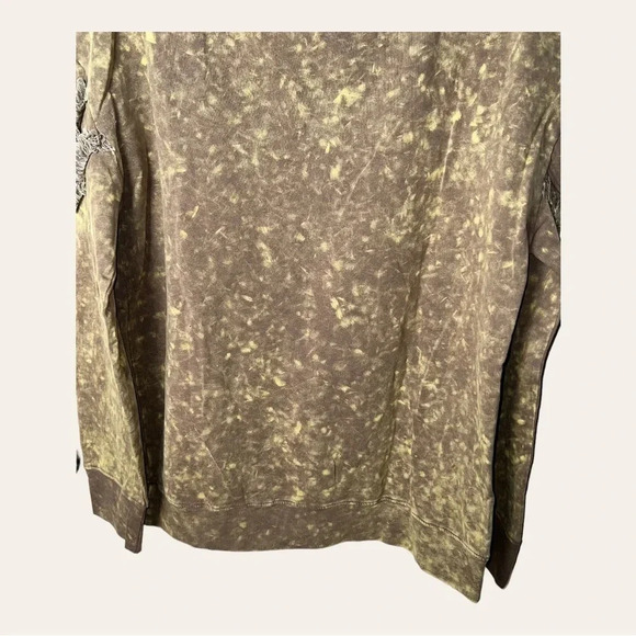 BIBI SWEATER W/ FRAYED MATERIAL ACROSS THE CHEST AND ARMS SIZE X-LARGE BROWN - Picture 8 of 8